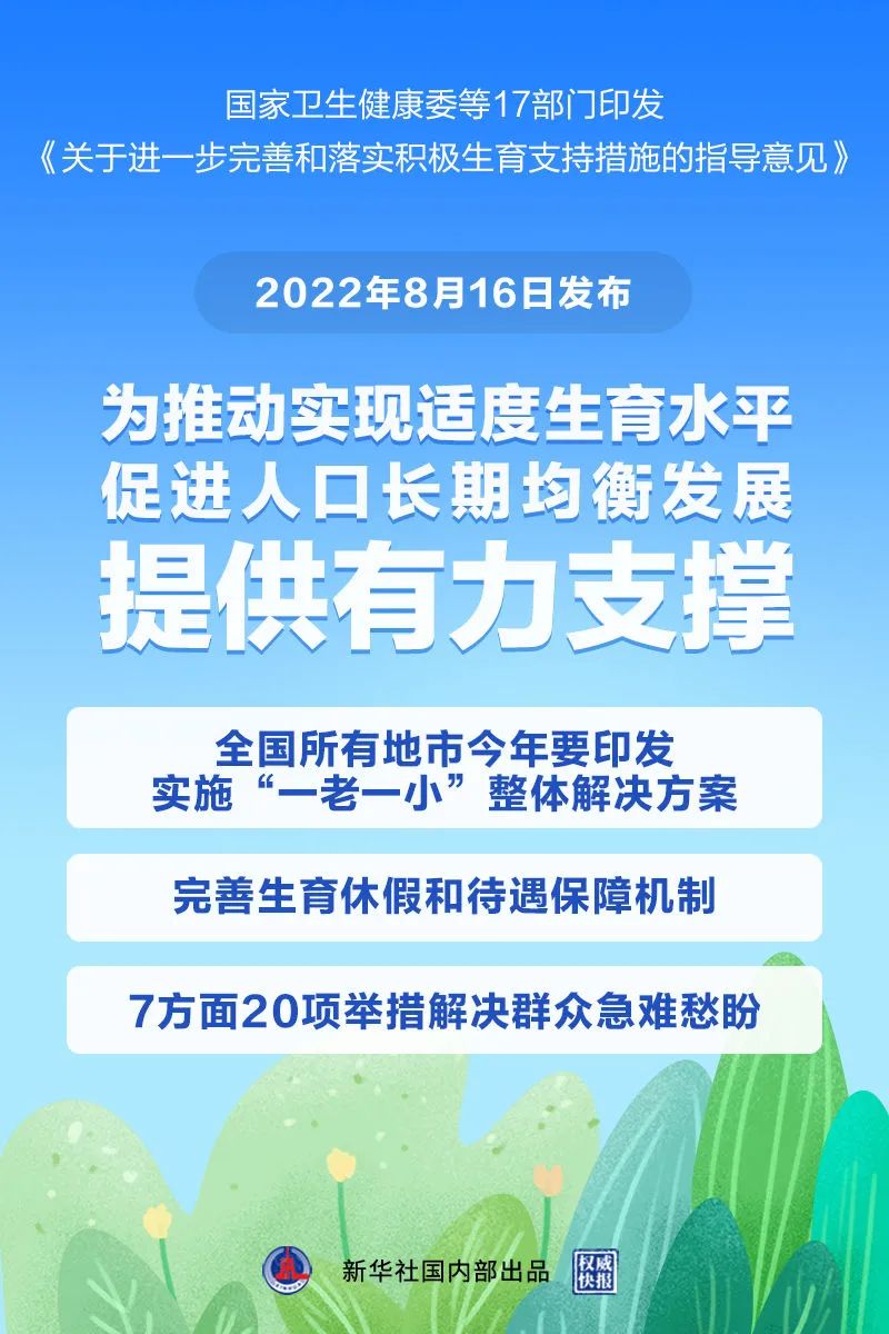 《關(guān)于進(jìn)一步完善和落實(shí)積極生育支持措施的指導(dǎo)意見》發(fā)布