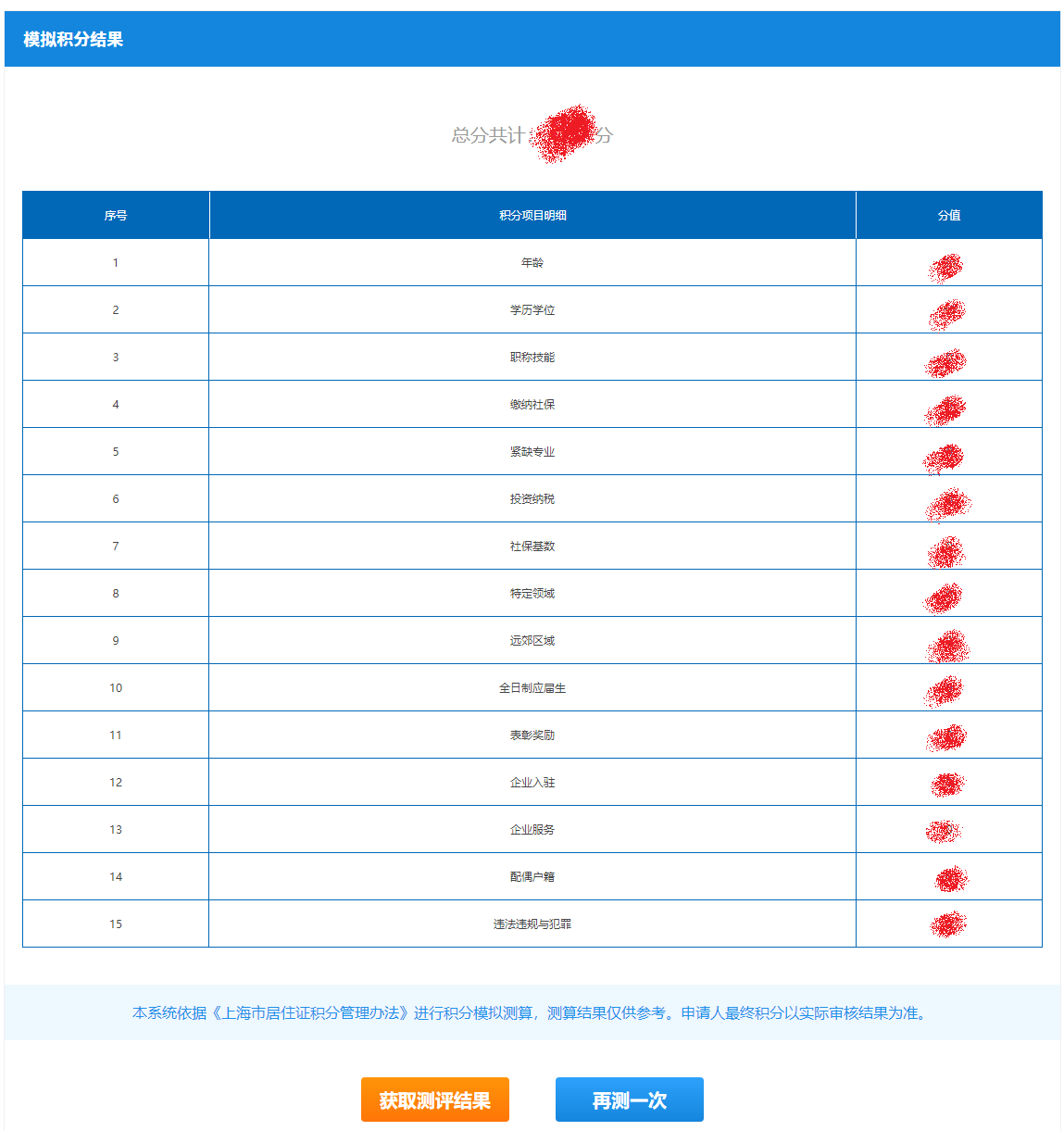2023年上海市居住證積分模擬計(jì)算器！